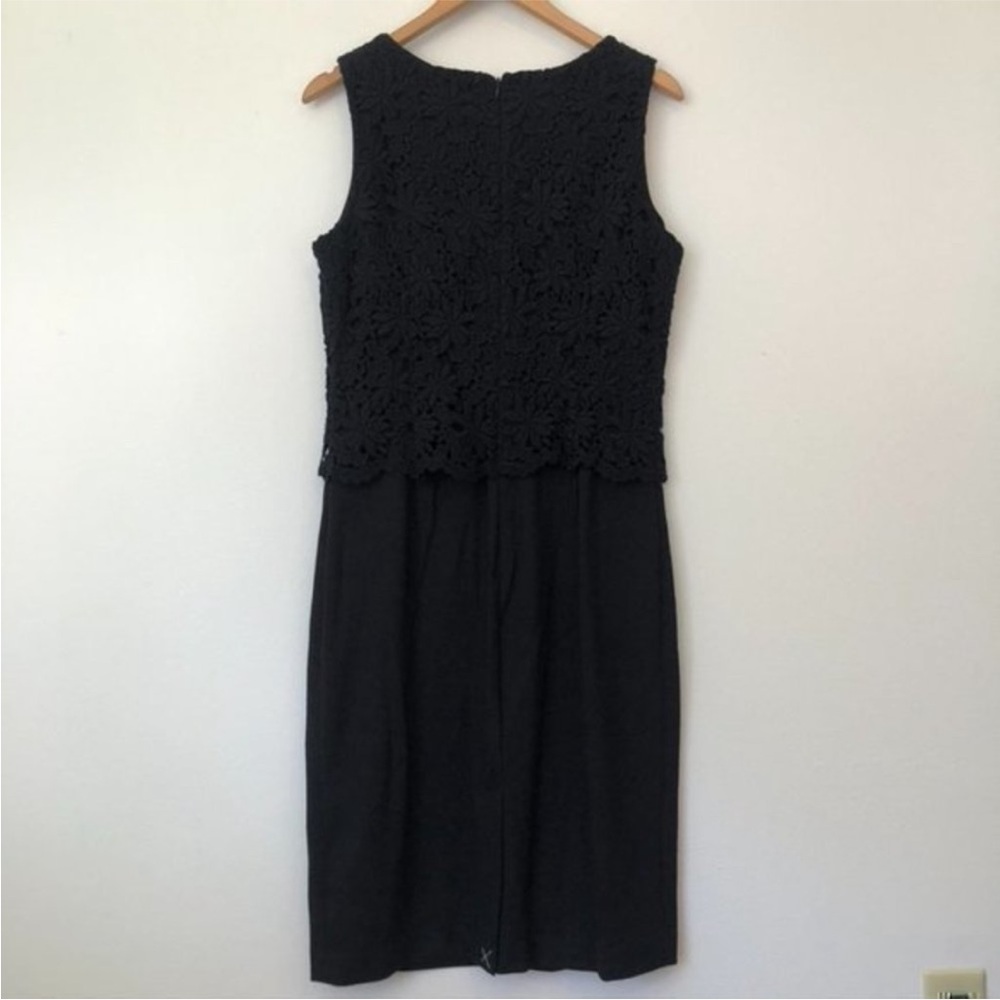 NEW NWT TALBOTS Black Knit Sleeveless Knee Length Crochet Upper Sheath Dress 10 - Picture 8 of 10